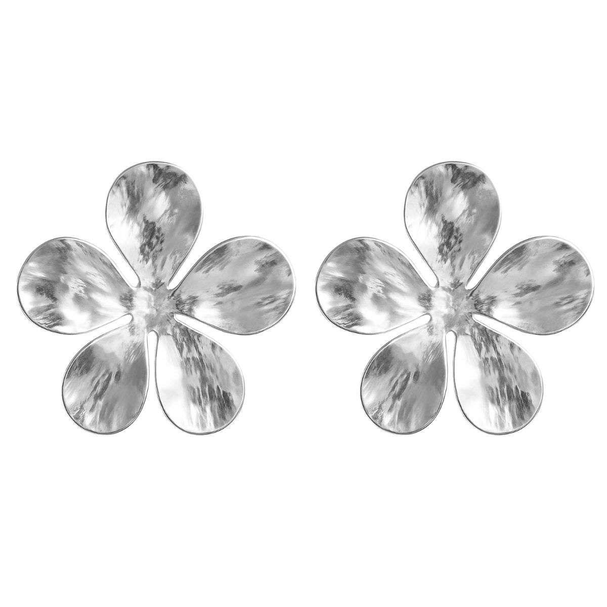 Brinco Flor Orgânico Banhado a Prata