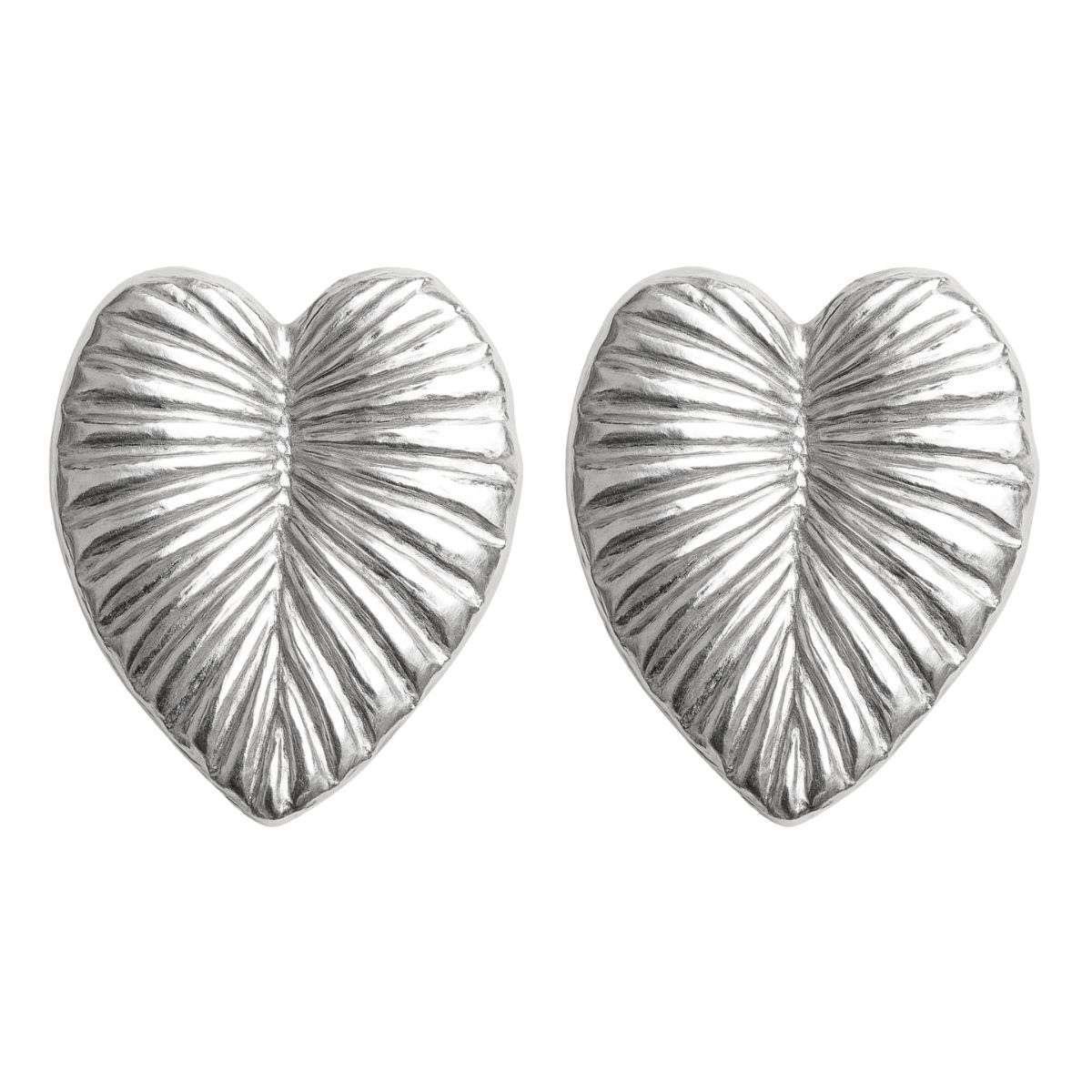 Brinco Folha Detalhada Banhado a Prata