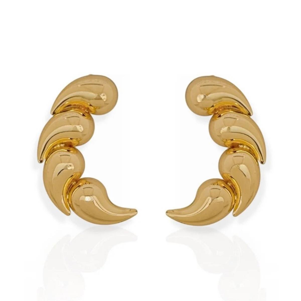 BRINCO DE GOTAS CURVADAS BANHADO A OURO