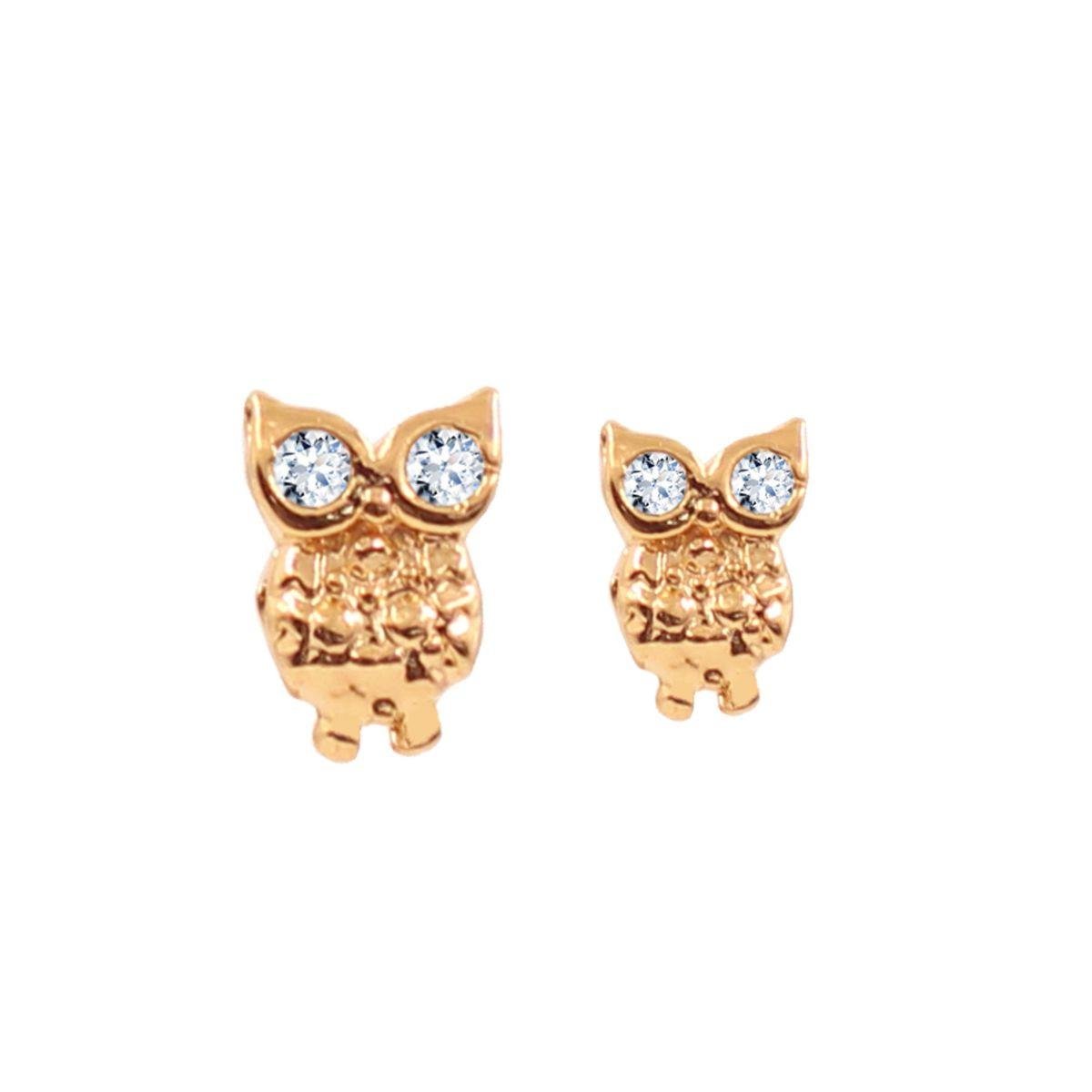 BRINCO DE MÃE CORUJA BANHADO A OURO COM STRASS