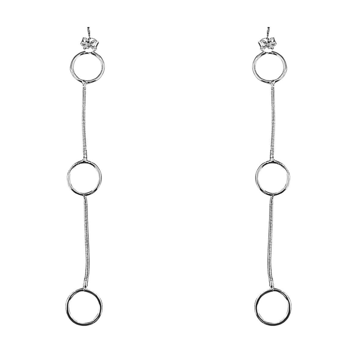 BRINCO DE PRATA 3 CIRCULOS PENDURADOS COM CORRENTE