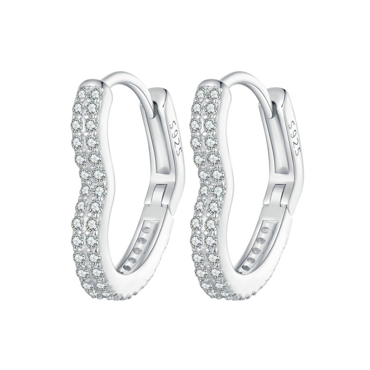 BRINCO DE PRATA 925 ARGOLA CORAÇÃO CLICK COM ZIRCÔNIAS CRISTAIS