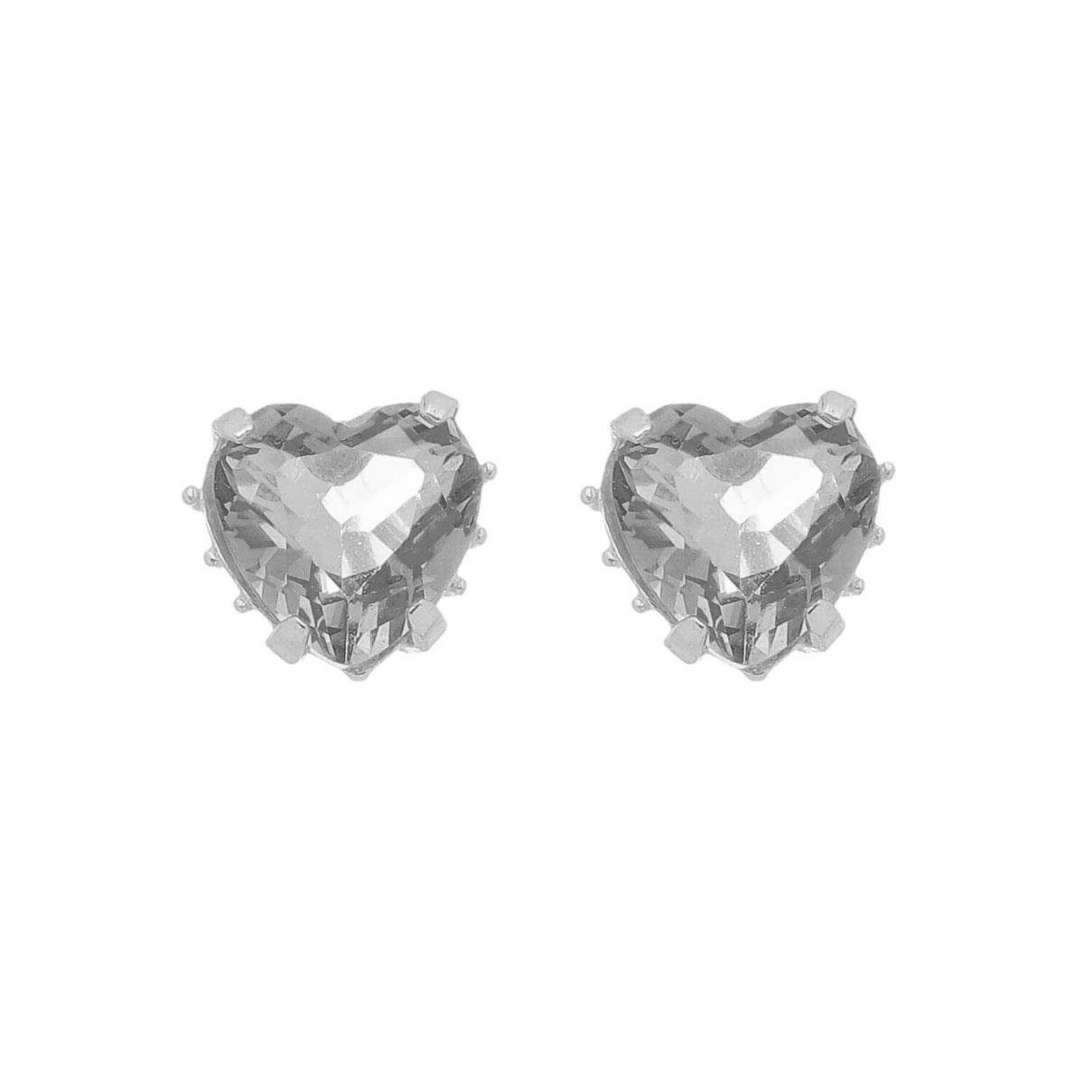 Brinco Coração de Zircônia de Prata 925