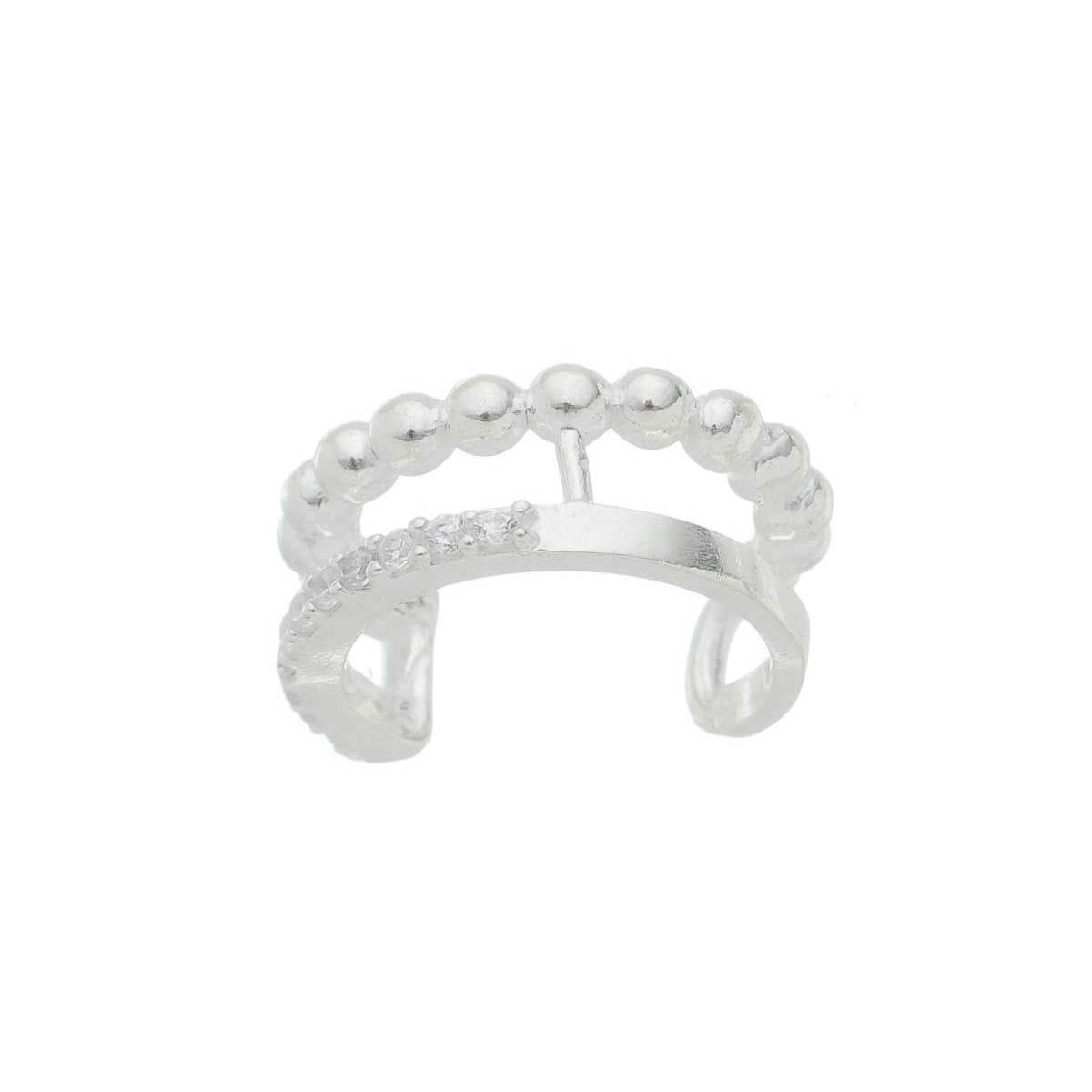 Brinco de Prata 925 Piercing Fake com Bolinhas