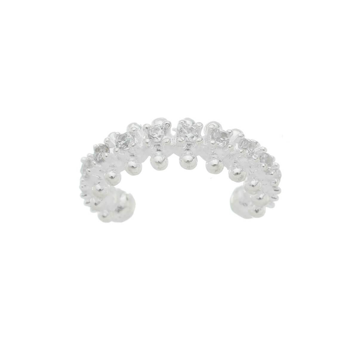 Brinco de Prata 925 Piercing Fake com Zircônias