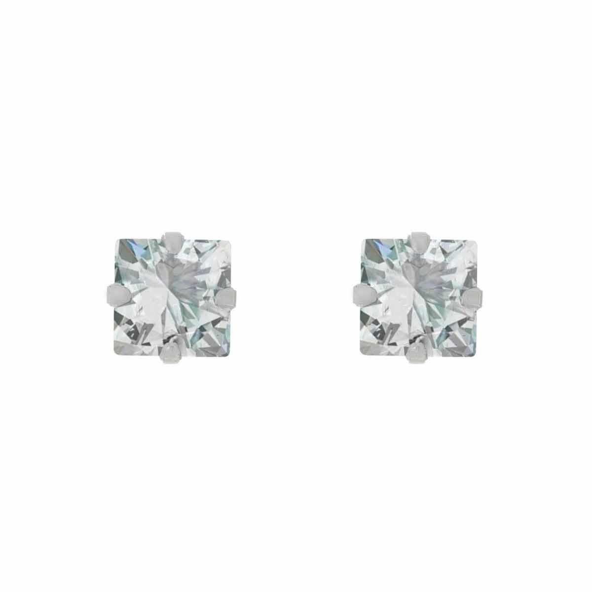 Brinco de Prata Zircônia Quadrada