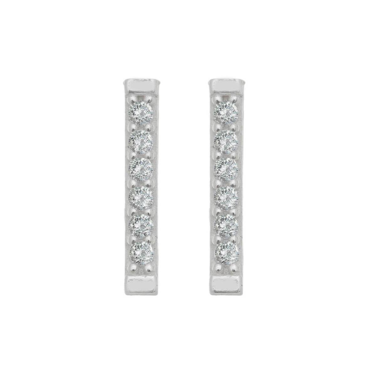 Brinco De Prata Retângulo Zircônia - prata 925