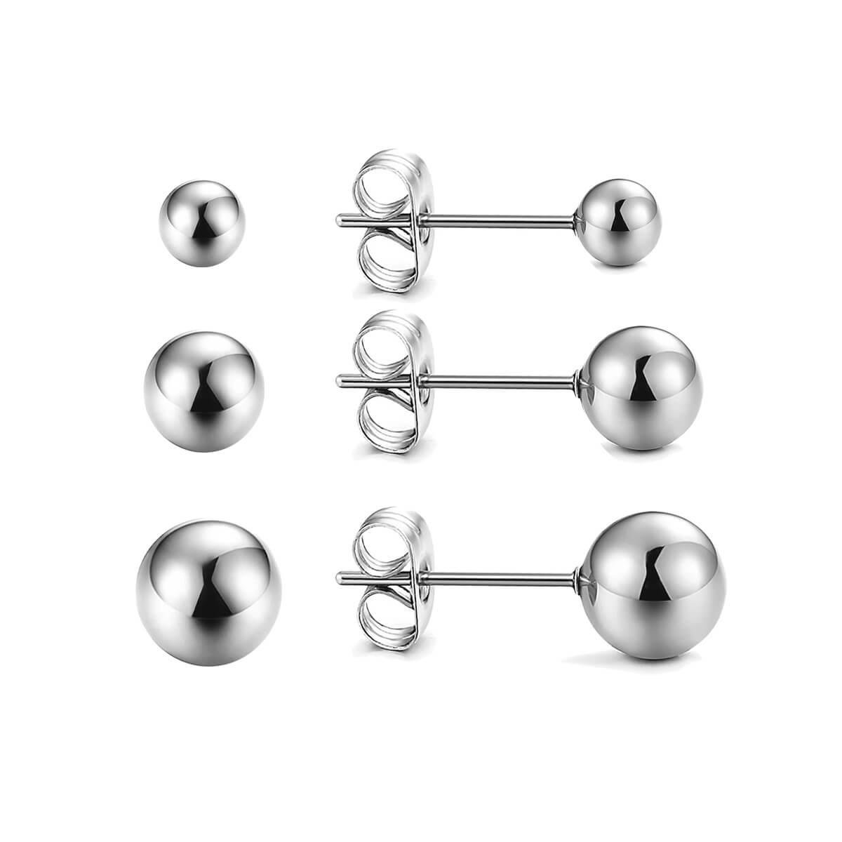 Brinco De Prata Trio Bola 5mm 4mm 3mm
