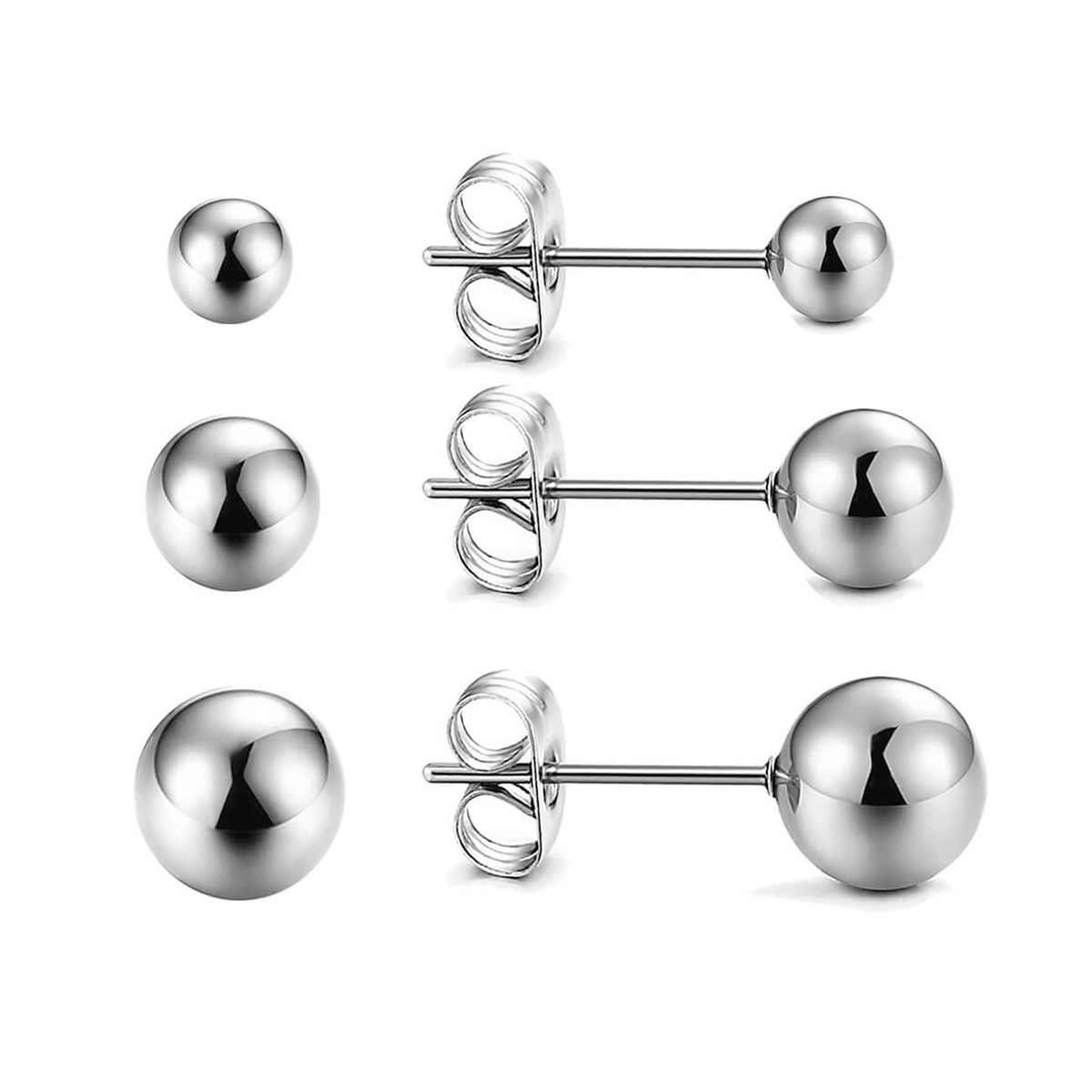 Brinco de Prata Trio de Bolinhas Lisas