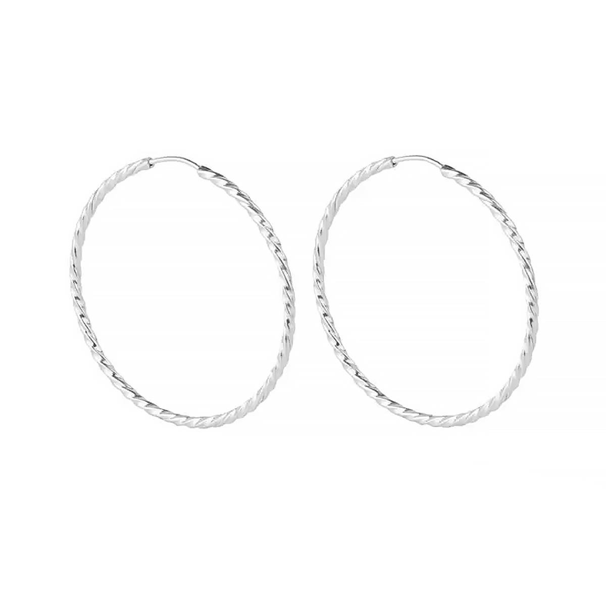 BRINCO DE PRATA ARGOLA FINA FIO TORCIDO 42MM