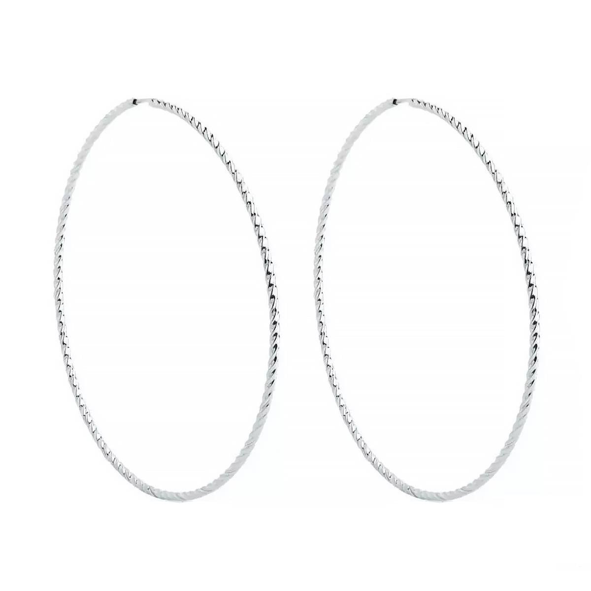 BRINCO DE PRATA ARGOLA FIO ONDULADO 60MM