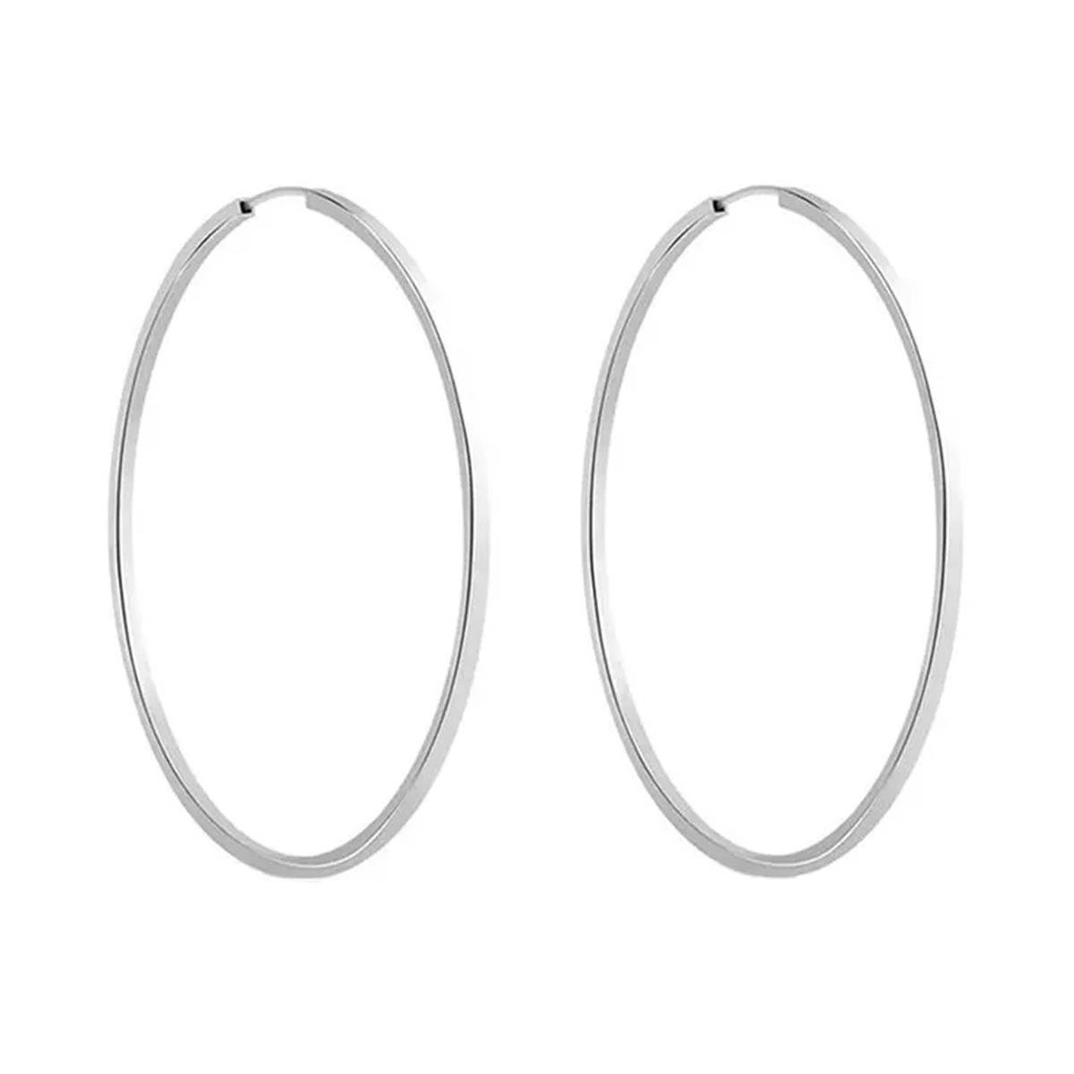 BRINCO DE PRATA ARGOLA FIO QUADRADO 60MM