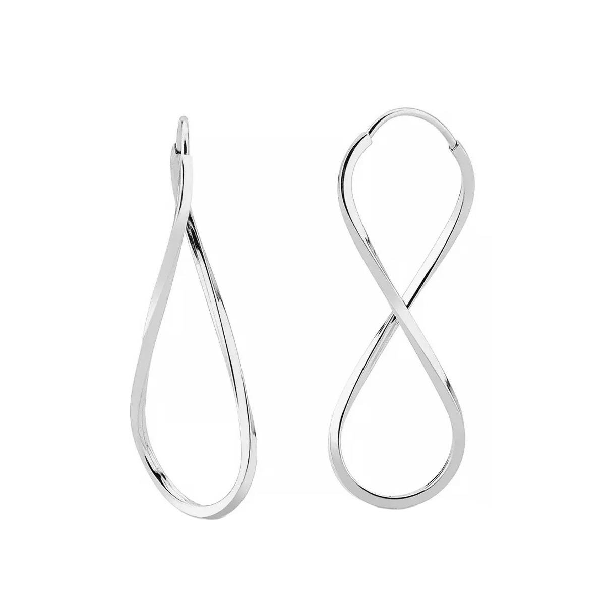BRINCO DE PRATA ARGOLA INFINITO FIO QUADRADO 40MM