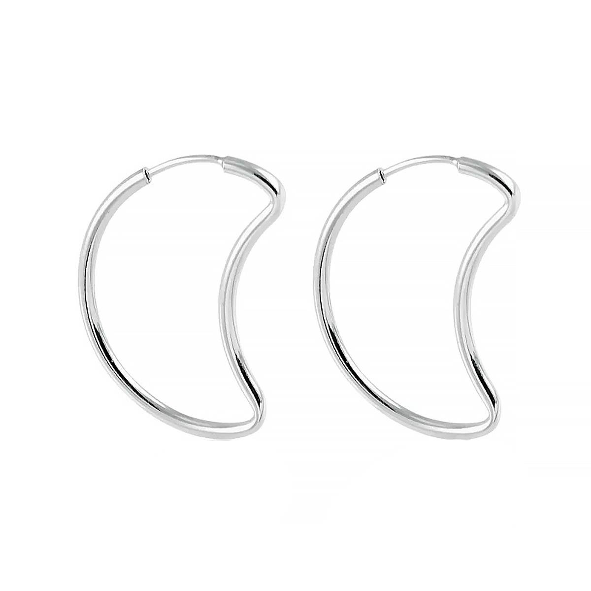 BRINCO DE PRATA ARGOLA LUA FIO QUADRADO 40MM