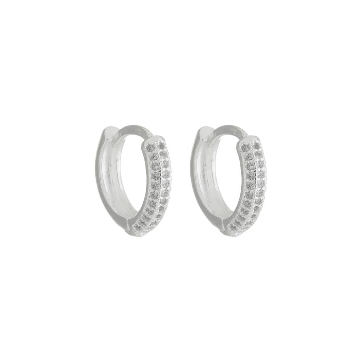 Brinco de Prata Argolinha 3 Voltas de Zircônia M