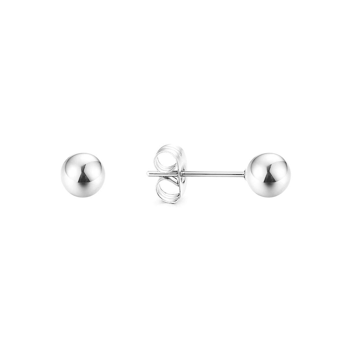 Brinco De Prata Bolinha 4mm