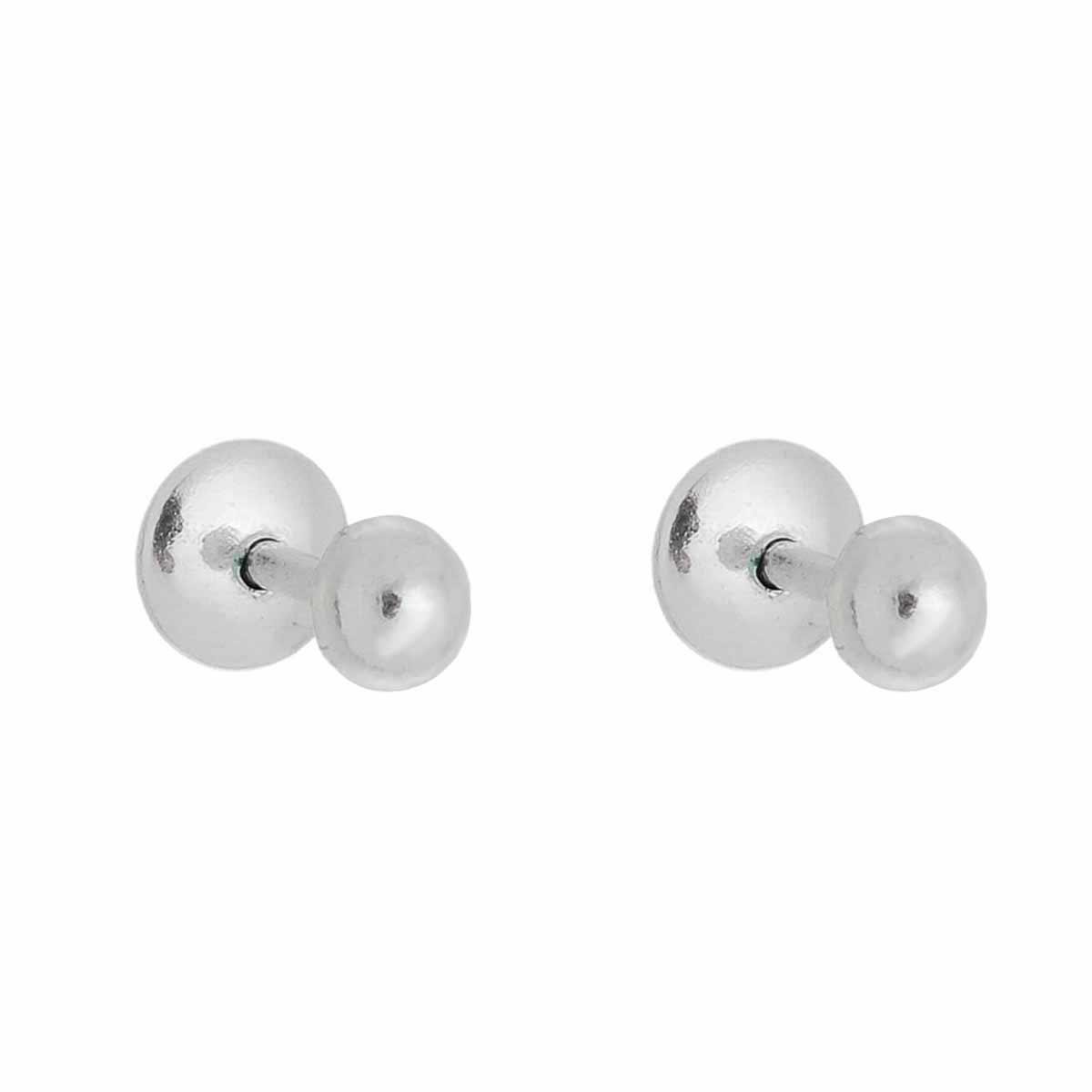Brinco de Prata Bolinha Lisa 3mm