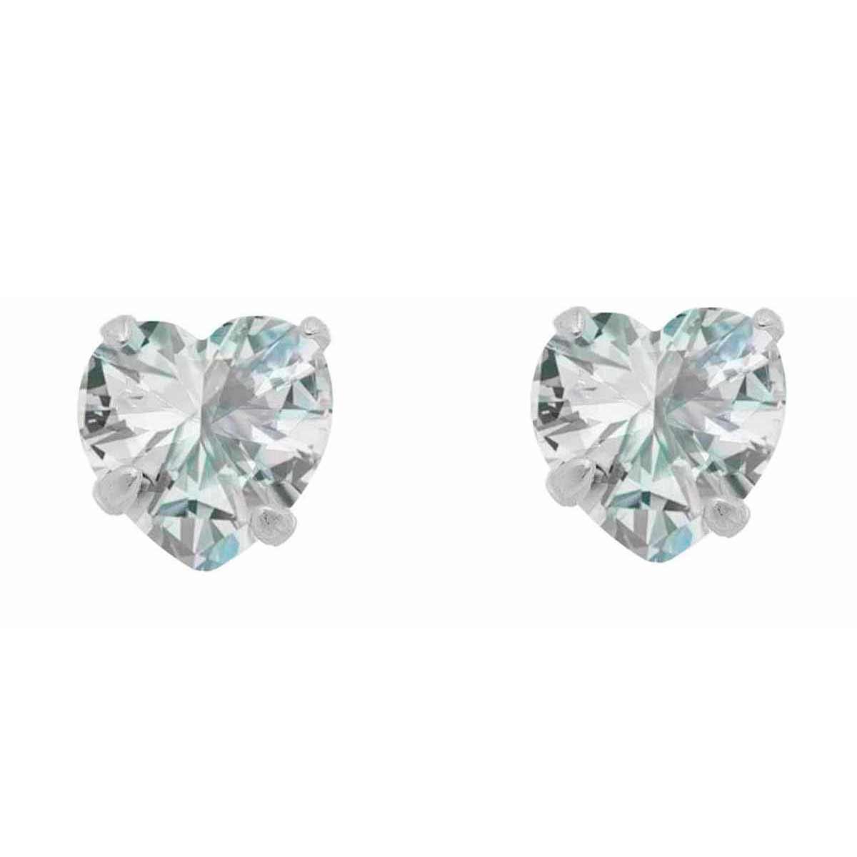 Brinco de Prata Coração de Zircônia 7MM