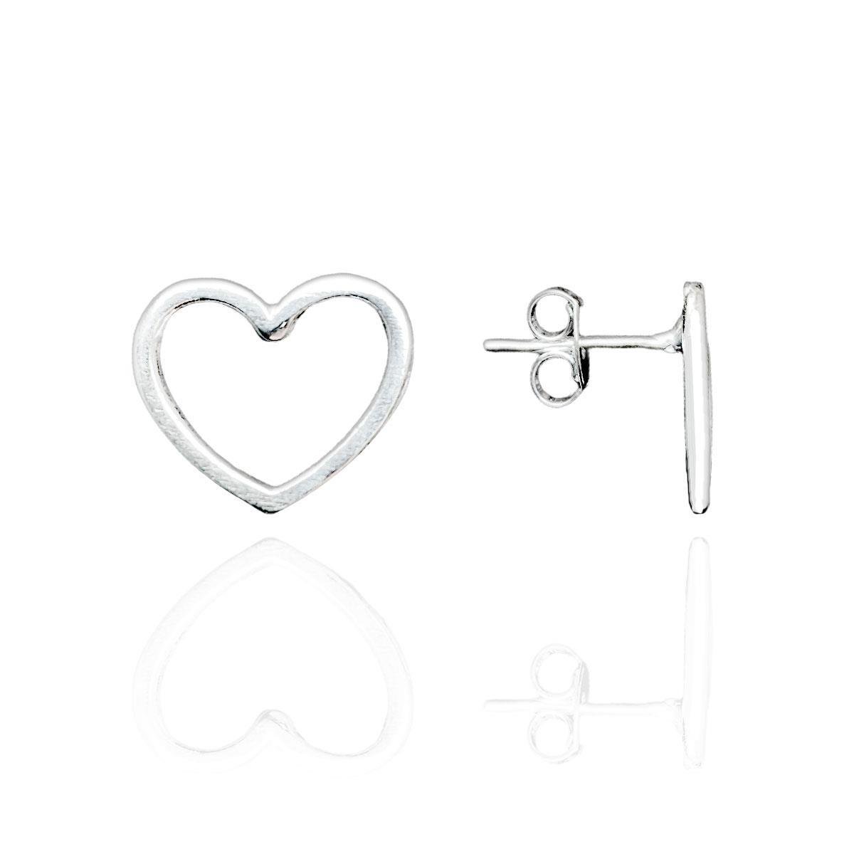 Brinco De Prata Coração Vazado - prata 925