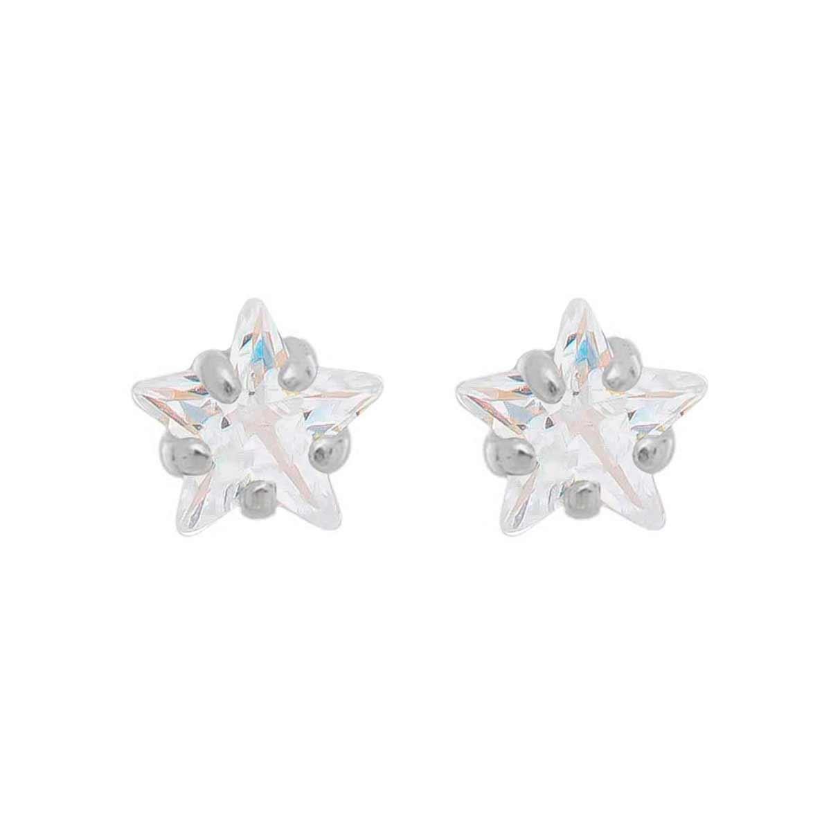Brinco de Prata Estrela de Zircônia 5MM