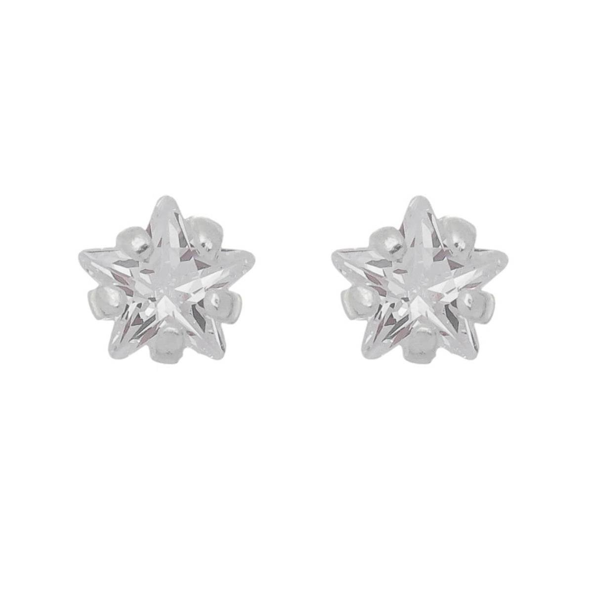Brinco de Prata Estrela de Zircônia Pequeno 4MM