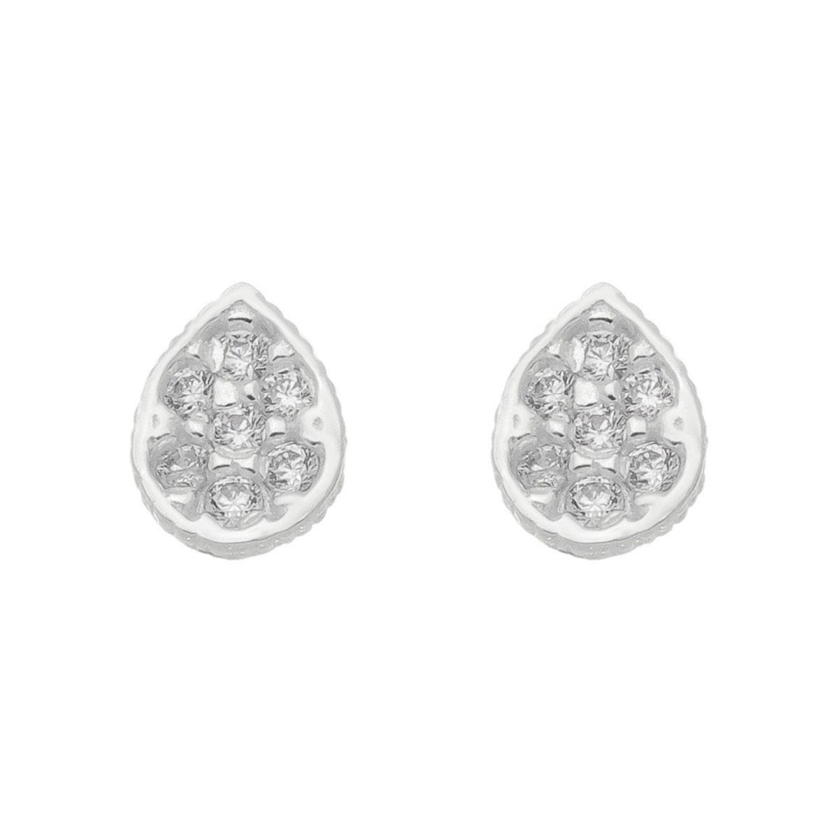 Brinco De Prata Gota com Zircônia PP - prata 925