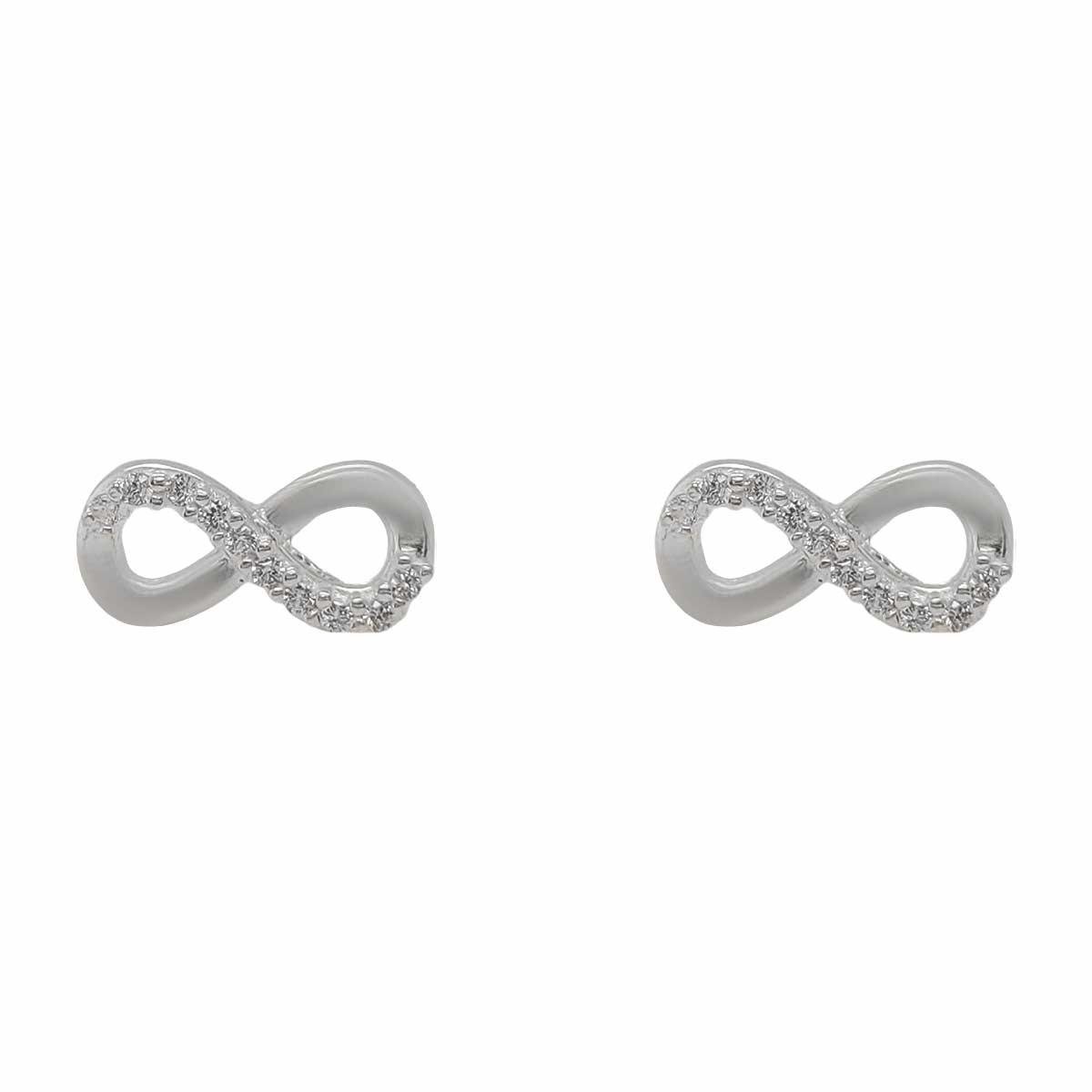 Brinco De Prata Infinito Zircônia