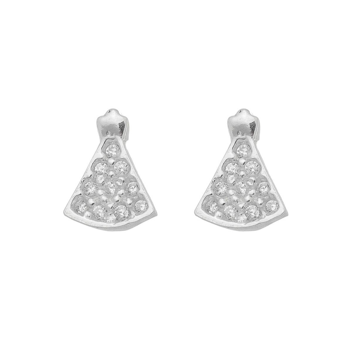 Brinco De Prata Nossa Senhora com Zircônia PP