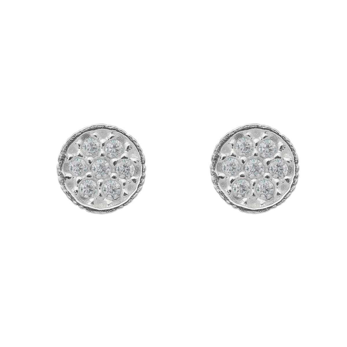 Brinco De Prata Redondo com Zircônia
