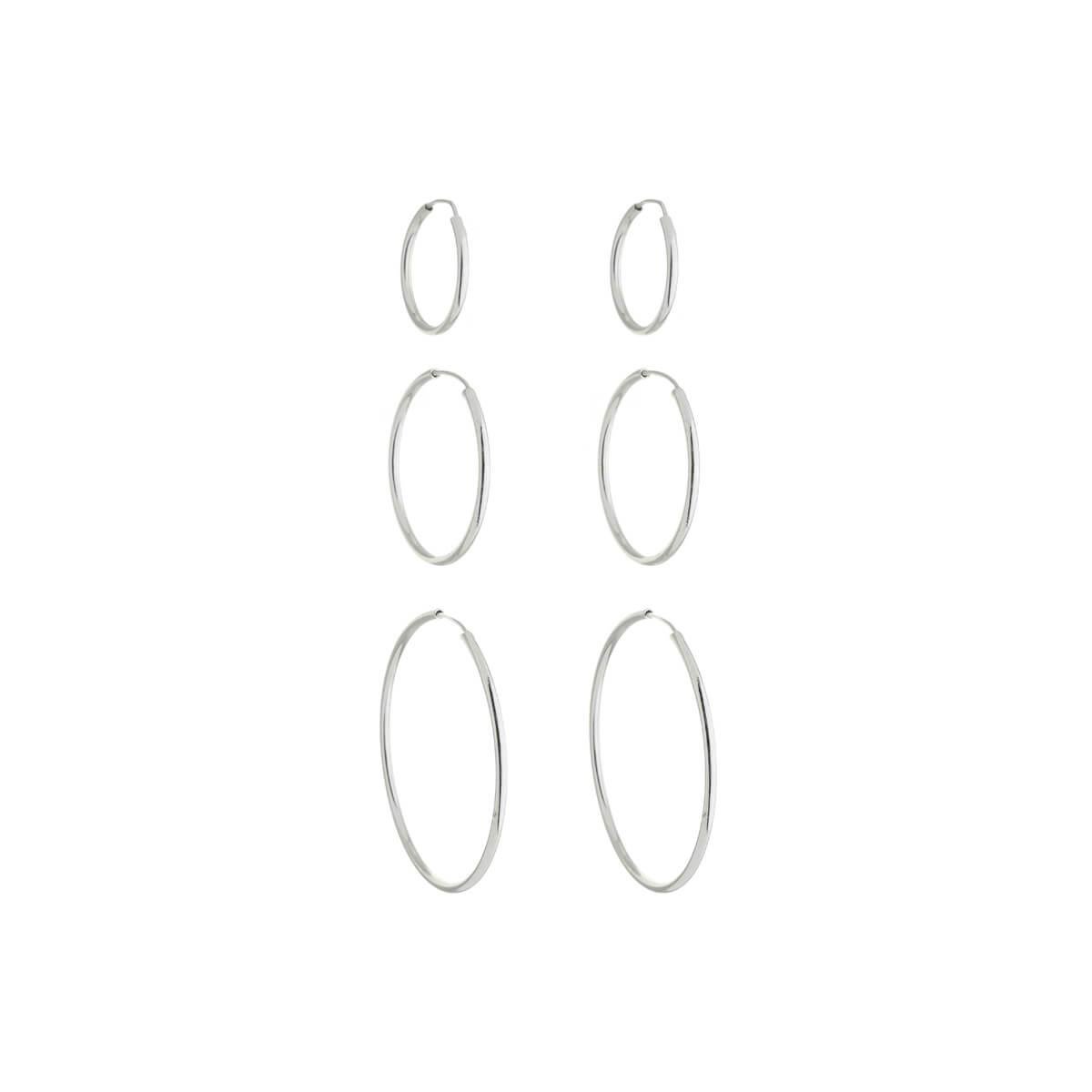 Brinco de Prata Trio de Argolas 4cm 2,7cm 1,9cm