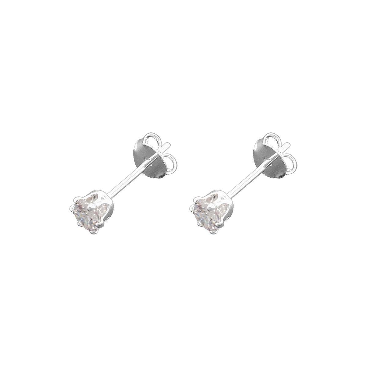 Brinco de Zirconia Pequeno Folheado a Prata