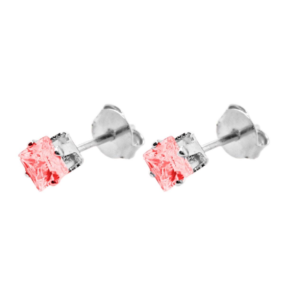 Brinco Quadradinho de Zirconia Folheado a Prata