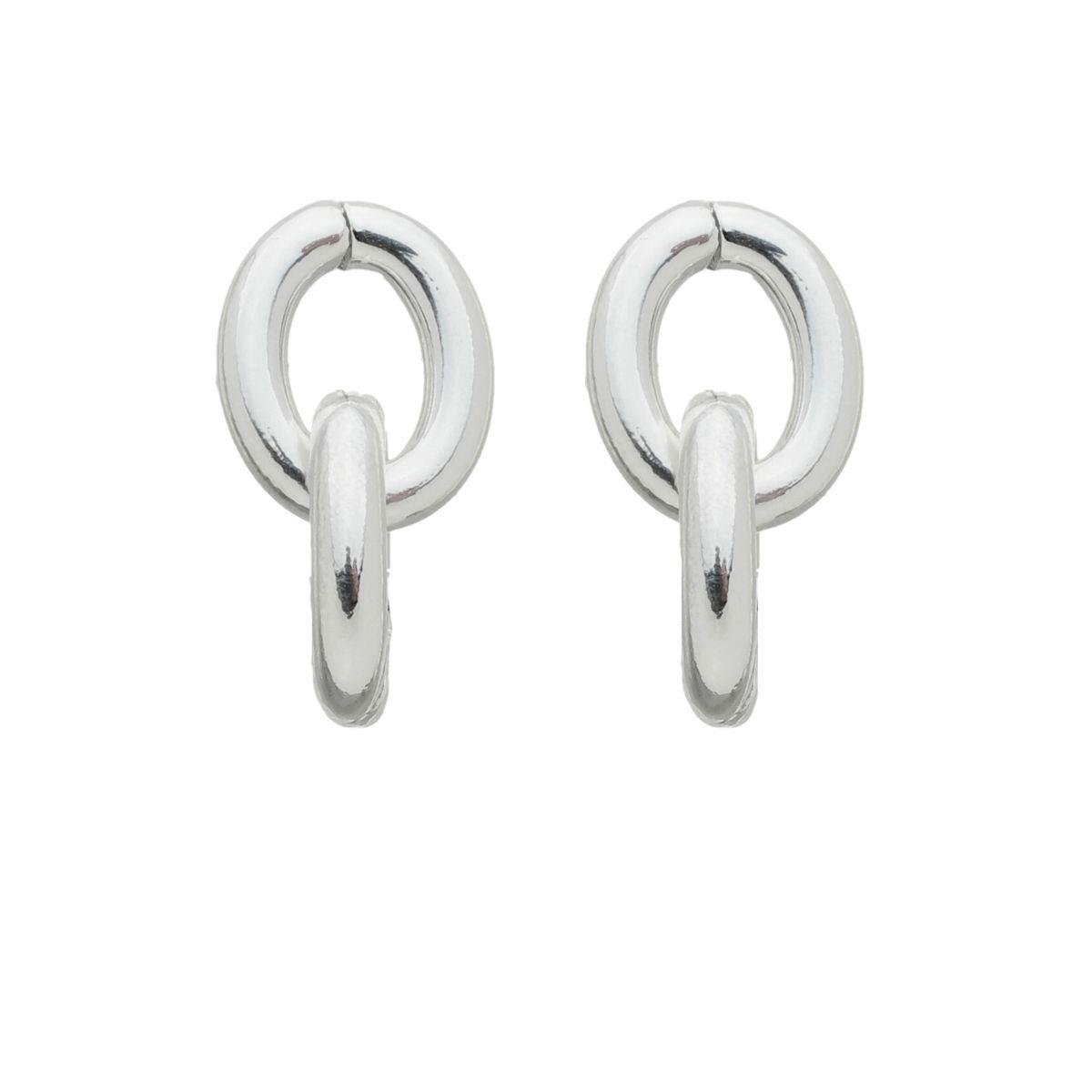 BRINCO DOIS ELOS CARTIER 1,1CM FOLHEADO A PRATA