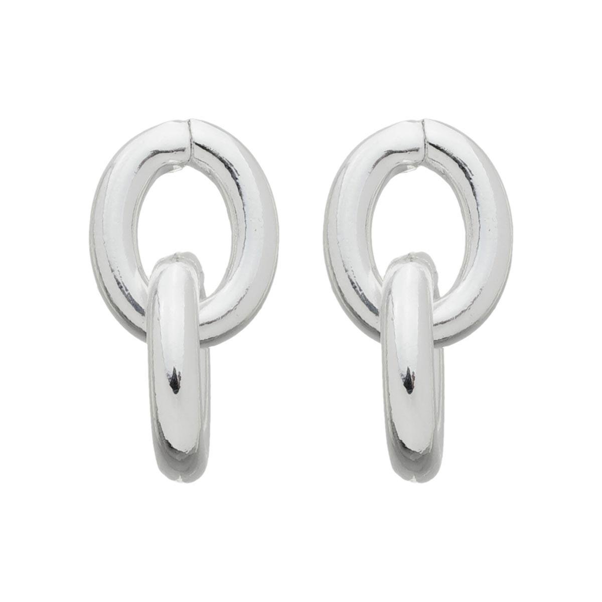 Brinco Dois Elos Cartier 1,5cm Folheado a Prata