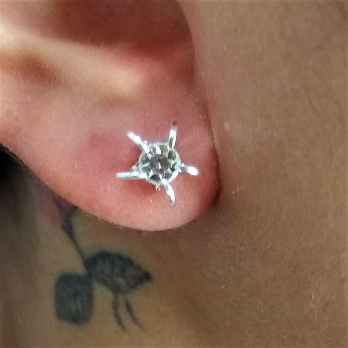 Brinco Flor com Strass Folheado a Prata