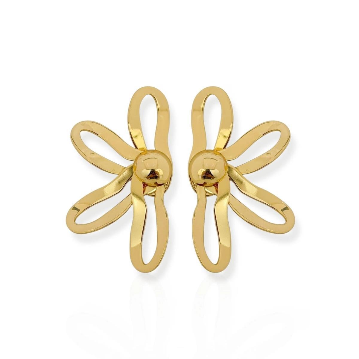 BRINCO FLOR VAZADA BANHADO A OURO