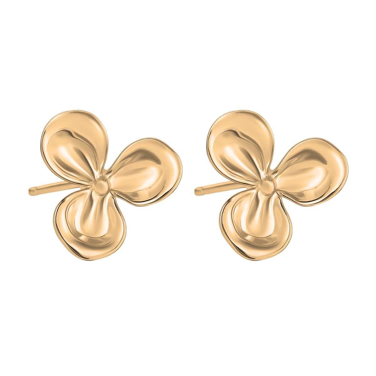 Brinco Três Pétalas Orgânico Banhado a Ouro