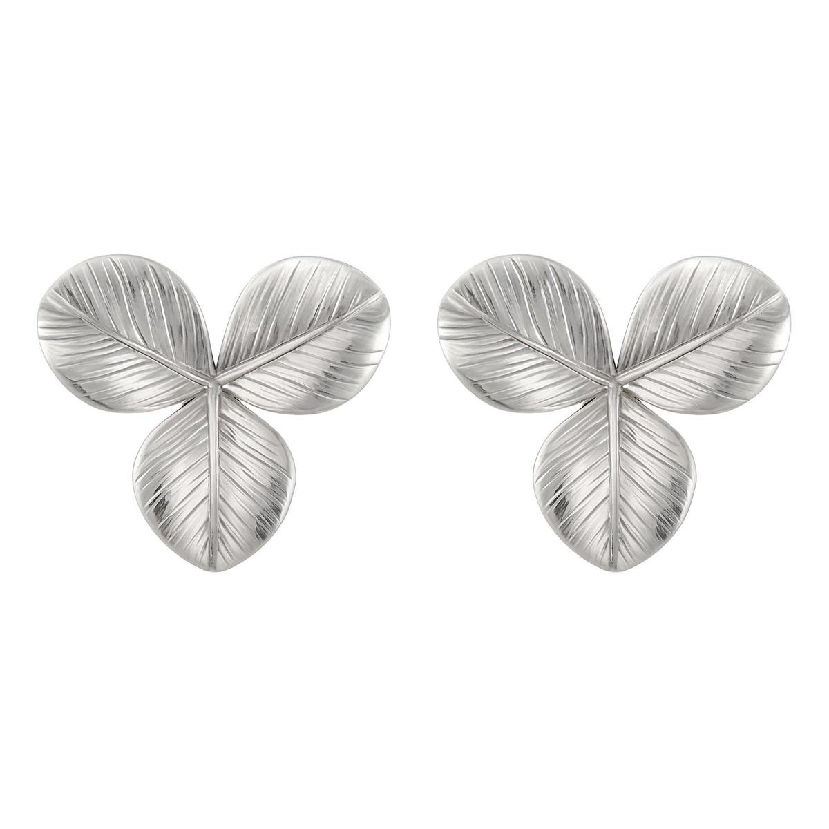 Brinco Três Folhas Orgânico Banhado a Prata