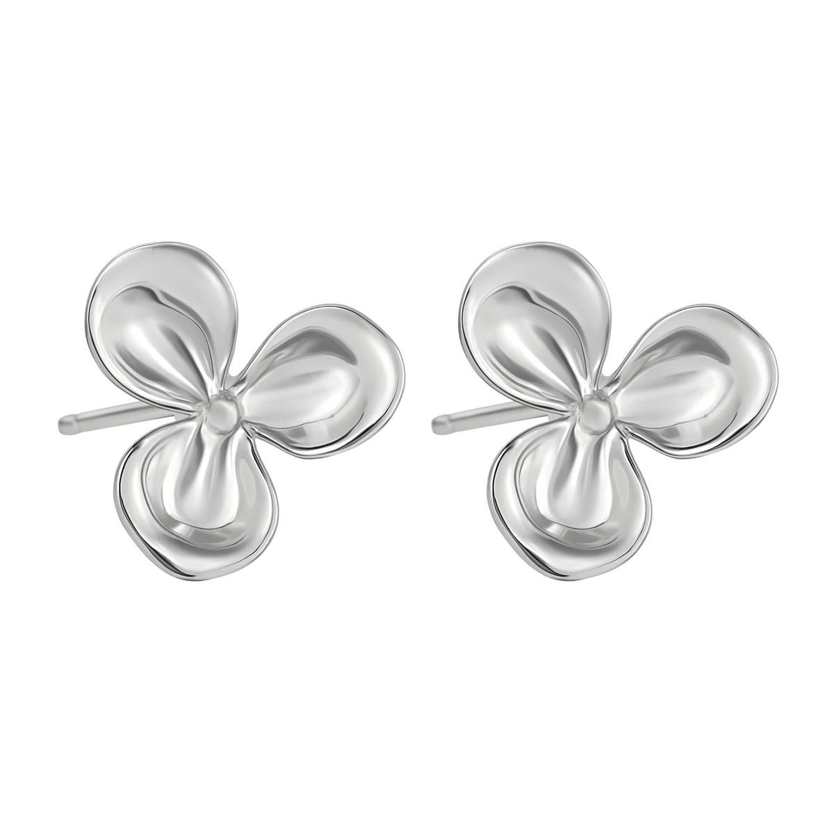 Brinco três Pétalas Orgânico Banhado a Prata