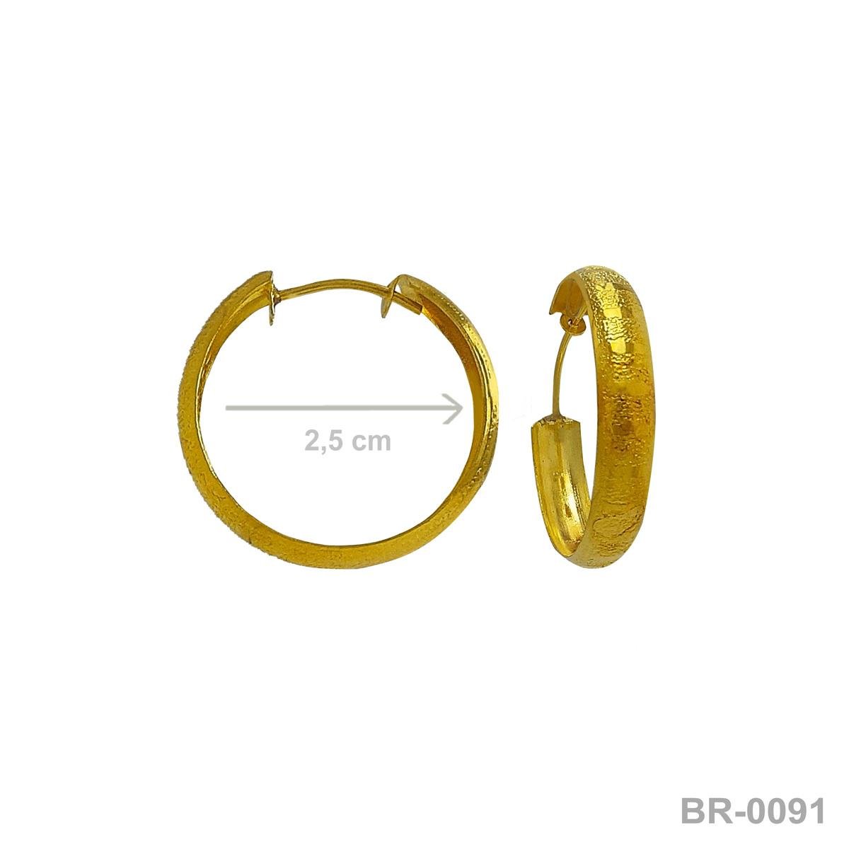 Brinco de Argola Martelado Com Risco Liso 2,5cm (Sem banho) 