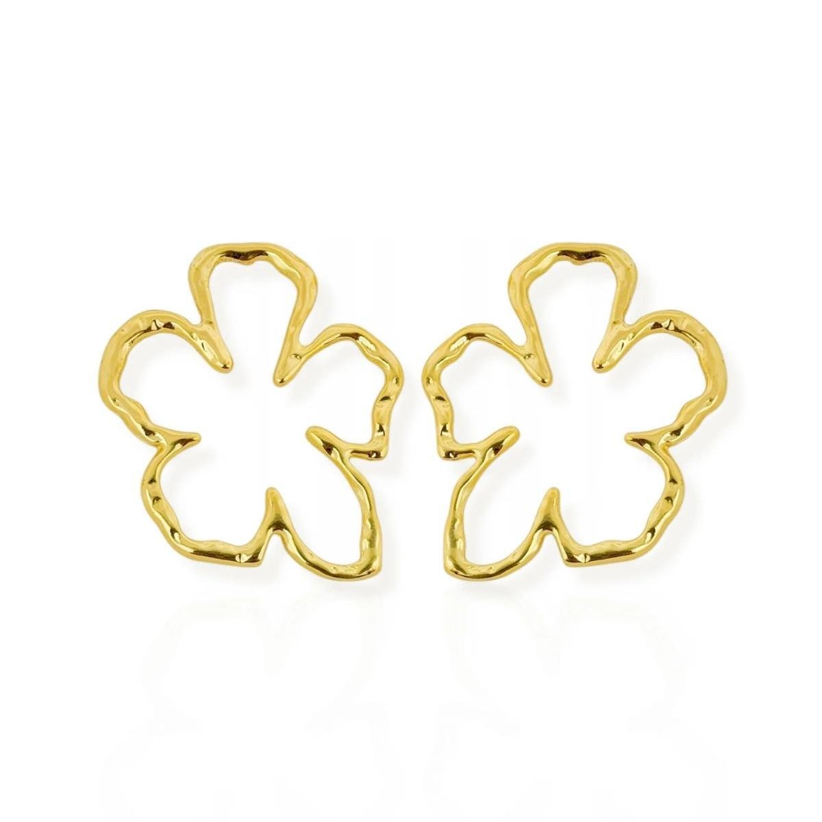 BRINCO ORGANICO FLOR BANHADO A OURO