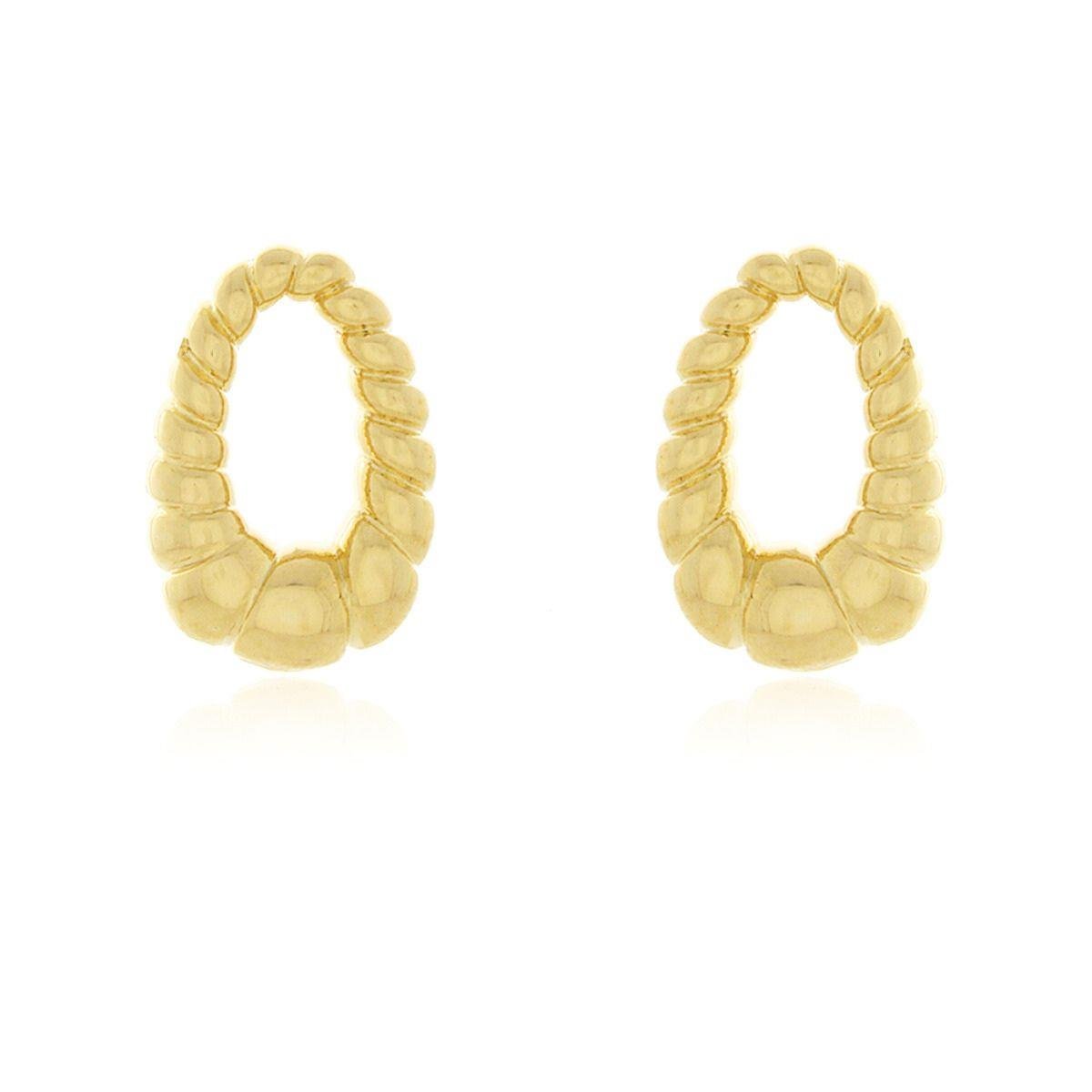 Brinco Orgânico Oval Torcido Banhado a Ouro
