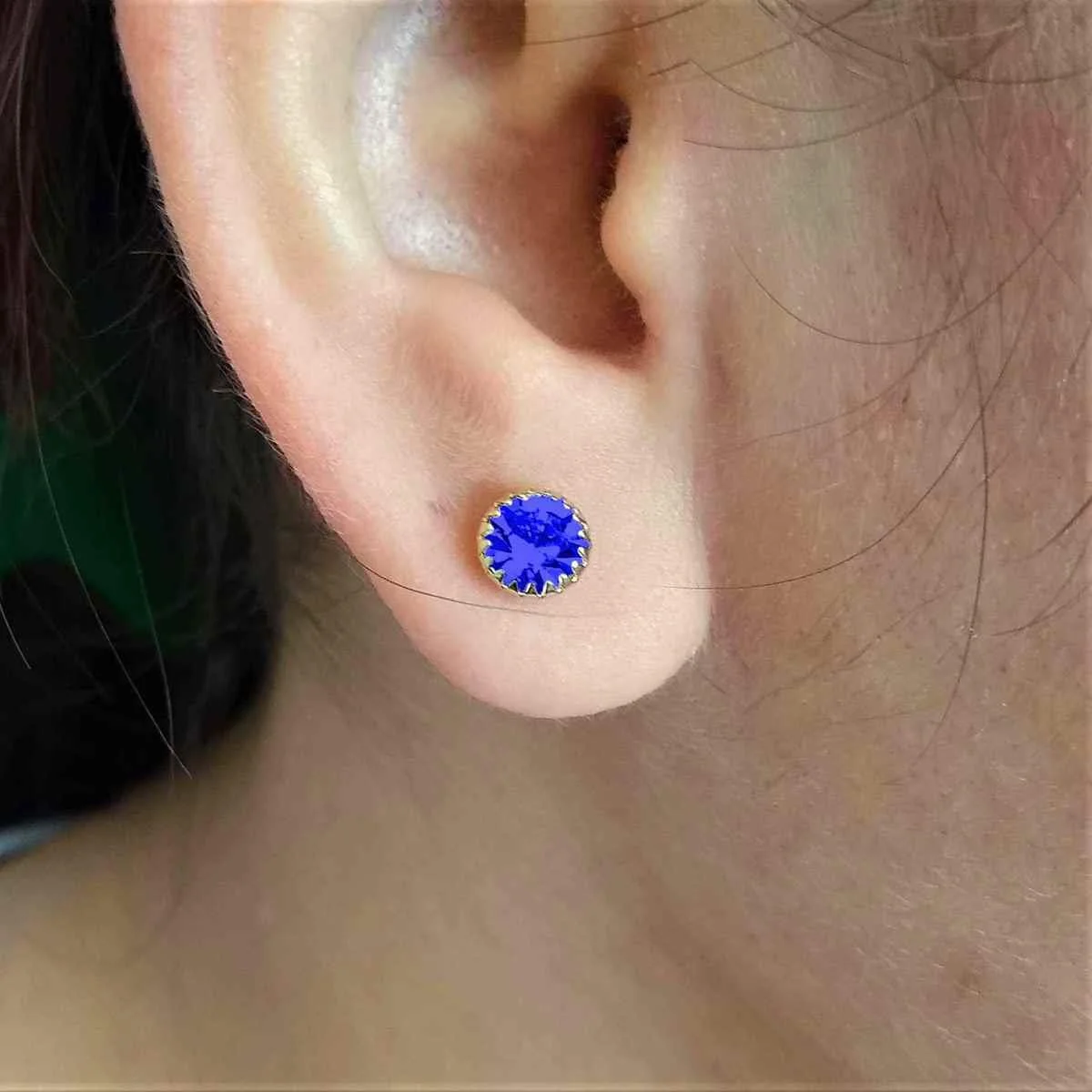 Brinco Solitário Pequeno com Strass (sem banho) 