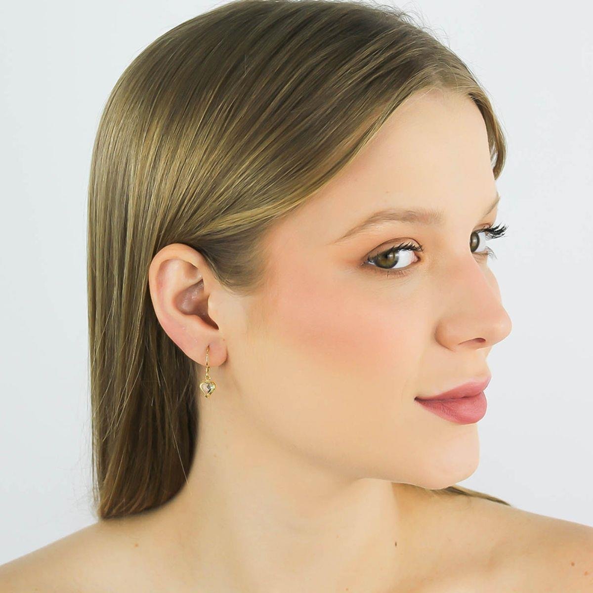 Brinco Argolinha com Coração Banhado a Ouro