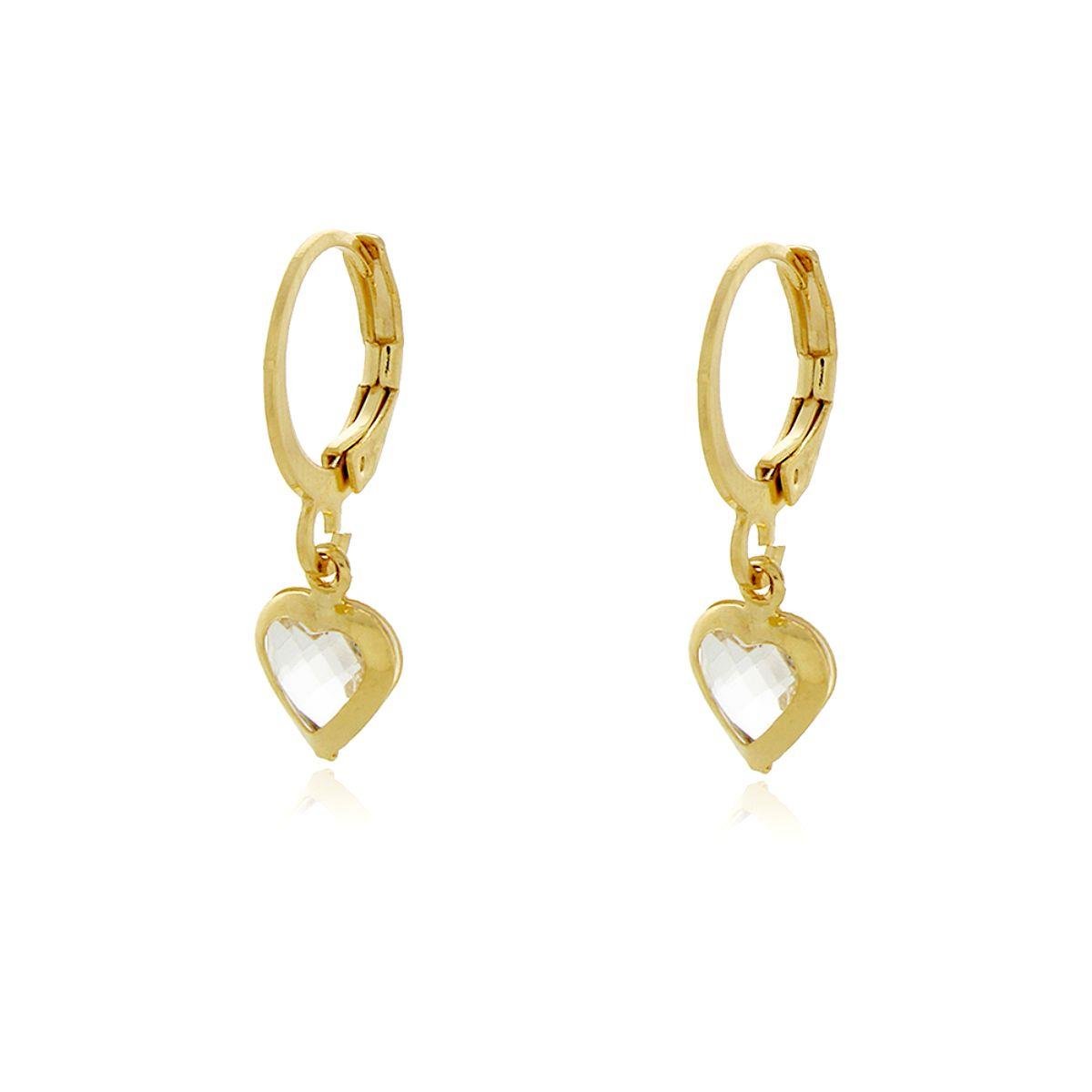 Brinco Argolinha com Coração Banhado a Ouro