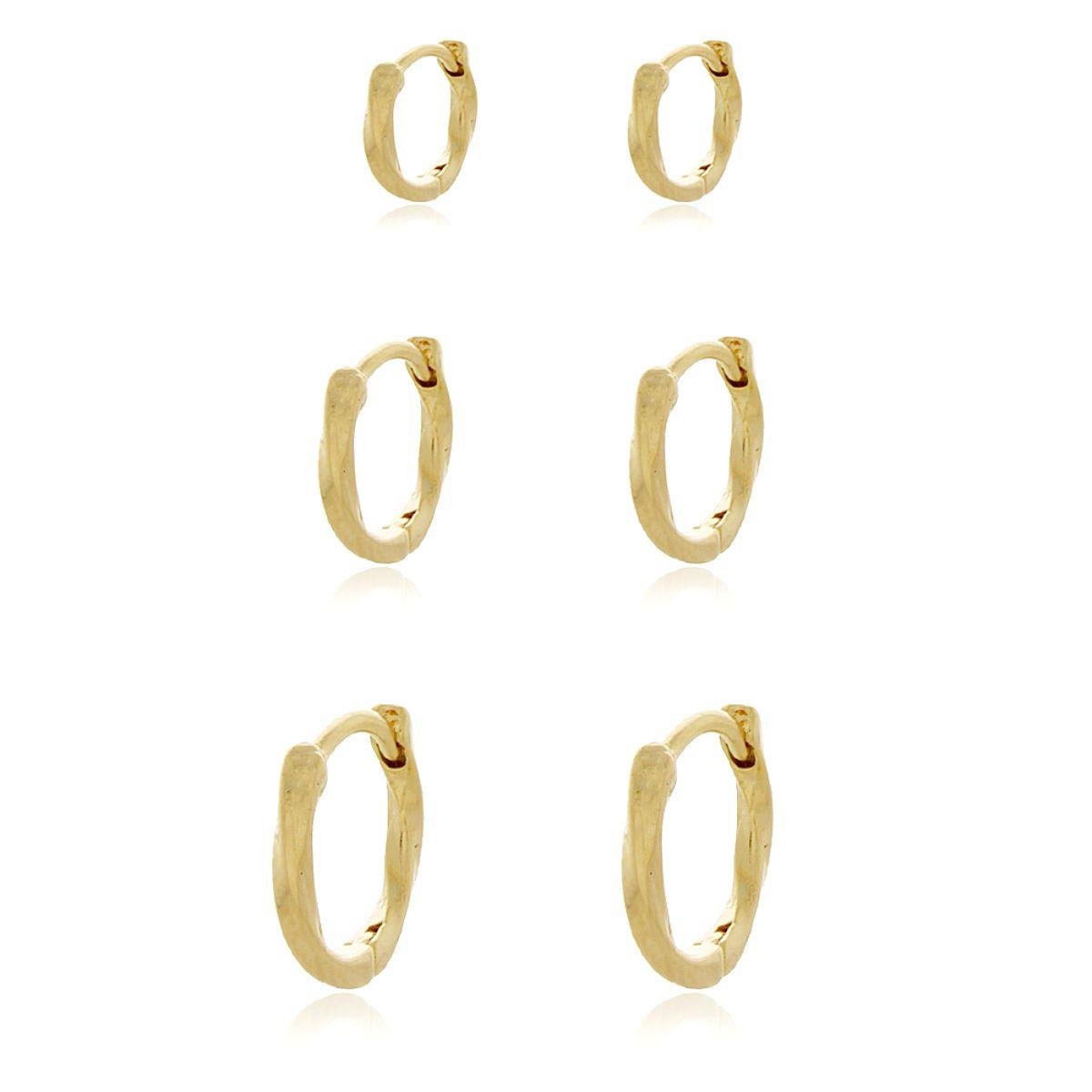 Brinco Trio de Argola Torcida Banhado a Ouro