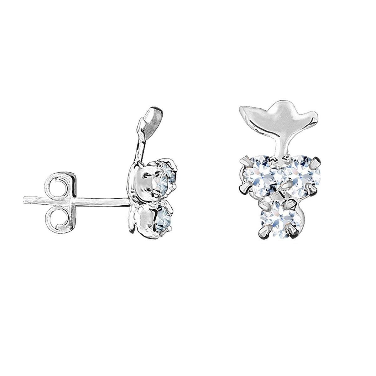 Brinco Uva de Strass Folheado a Prata