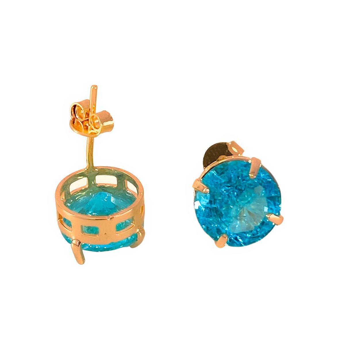 BRINCOBANHADO A OURO COM PEDRA REDONDA 10MM