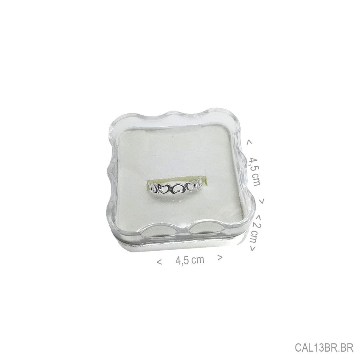Caixinha Acrilica F13 com Espuma Branca para Conjunto 4,5x4,5