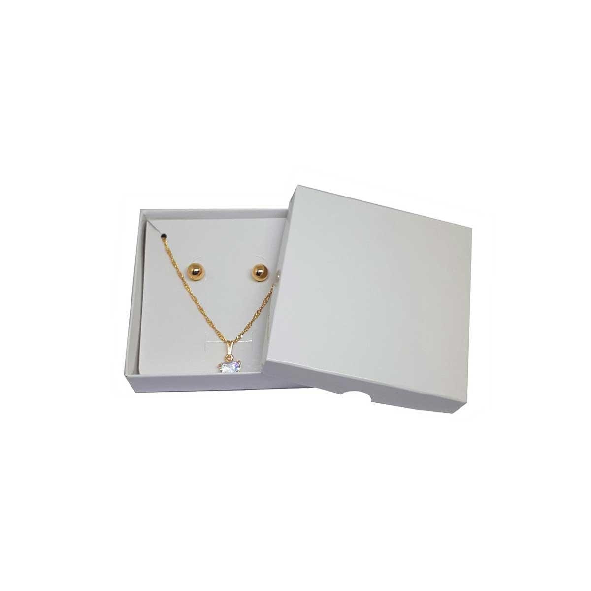 Caixinha de Papel 8x8x2 para Conjunto Fundo Branco e Tampa Cor